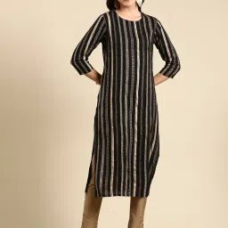 showoffff SHOWOFF Black Cotton Printed Kurta image 1