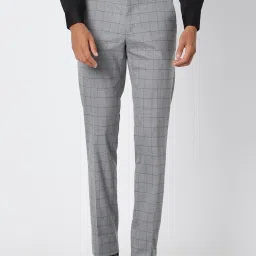 Van Heusen Grey Slim Fit Checks Trousers image 1