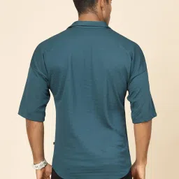 Rigo Men Teal Polycorduroy Oversized Utility Shirt image 2