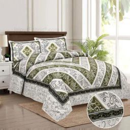 JaipurFabric Green 180 TC 100% Cotton Elegant Double Bedsheet with 2 Pillow Covers-picture-3