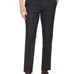 AD by Arvind Dark Navy Regular Fit Flat Front Trousers image 1