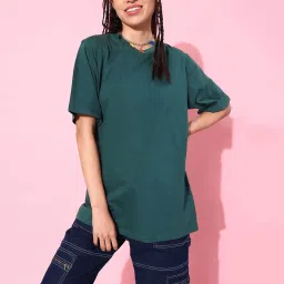 Dillinger Green Cotton Graphic Print Oversized T-Shirt image 1