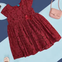 YU by Pantaloons Kids Maroon Applique Dress image 1