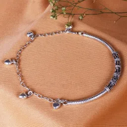 AVNI by GIVA 92.5 Sterling Silver Oxidized Heart Charm Bracelet for Women image 1