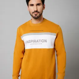 Cantabil Mustard Regular Fit Printed Round Neck Sweatshirt image 1