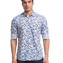Parx Off White Slim Fit Printed Shirt image 1