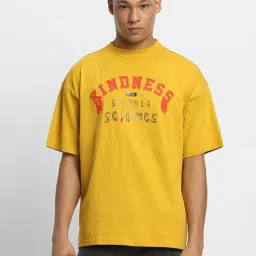 Forever 21 Yellow Cotton Regular Fit Printed T-Shirt image 1