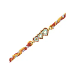 Ornate Jewels 925 Silver 22k Gold-Plated Three Heart Adjustable Bracelet for Men & Boys image 1