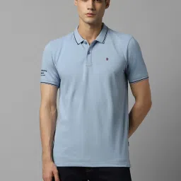 Louis Philippe Jeans Light Blue Cotton Slim Fit Polo T-Shirt image 1