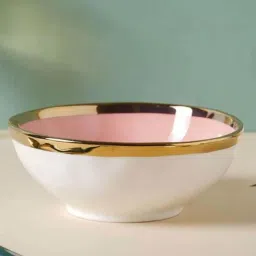 Nestasia Premium Quality Pink & Golden Ombre Appetizer Bowl For Serving Deserts & Snacks (300 ml) image 1