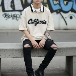 AVEJO Men Typography Printed Polo Collar T-shirt image 3