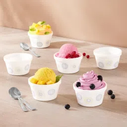 Larah by Borosil White Glass Ice Cream Bowl - Set of 6 image 2