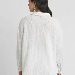 Forever 21 White Self Design Shirt image 2