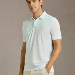Louis Philippe White Cotton Regular Fit Striped Polo T-Shirt-picture-36