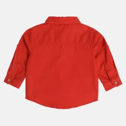 MINIKLUB Boys Red Solid Full Sleeves Shirt image 2