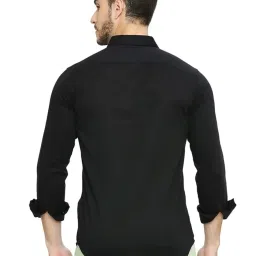 Basics Black Cotton Slim Fit Shirt image 2