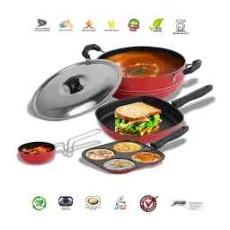 Sumeet Elegant Design Red Aluminium Cookware Set image 2