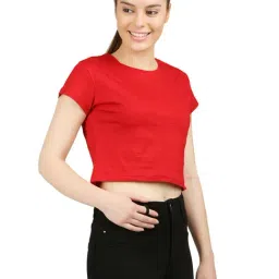 Appulse Red Cotton Slim Fit Crop Top image 3