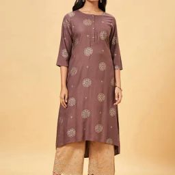 Rangmanch by Pantaloons Brown Printed High Low Kurta-picture-18