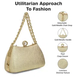 LAVIE Signature Golden Updo Shimmer Small Framed Clutch image 3