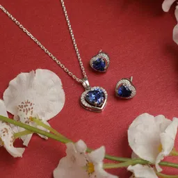 Clara Women Silver Royal Blue Jewellery Set-picture-54