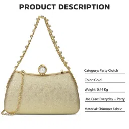 LAVIE Signature Golden Updo Shimmer Small Framed Clutch image 5