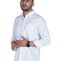 EARNSHAW Men Solid Spread Collar Cotton Formal Shirt image 3