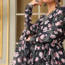 Pomcha Jaipur Saadgi Pink Lotus Anarkali Set Anarkali Kurta With Pant And Dupatta image 5