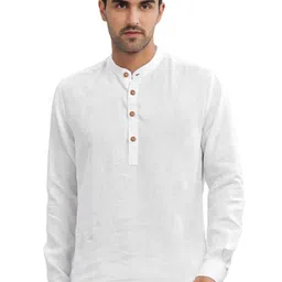 KNOWTED Mandarin Collar Roll-Up Sleeves Straight Short Kurta-image-75