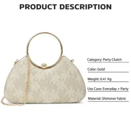 LAVIE Signature Golden Adore Shimmer Small Framed Clutch image 5