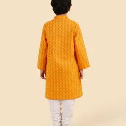 Fabindia Mustard Cotton Hand Block Printed Long Kurta image 2