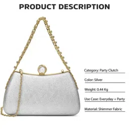 LAVIE Signature Silver Updo Shimmer Small Framed Clutch image 5