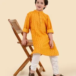 Fabindia Mustard Cotton Hand Block Printed Long Kurta image 5