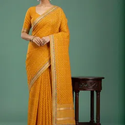 GEN Z TRENDS Ethnic Motifs Embroidered Silk Blend Saree-picture-14
