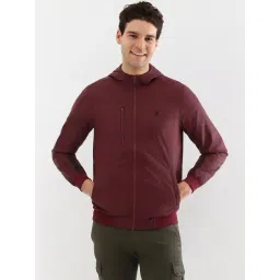 Allen Solly Maroon Regular Fit Hooded Jacket-picture-23