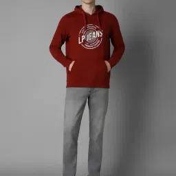 Louis Philippe Maroon Cotton Regular Fit Printed Hooded Sweatshirt image 5