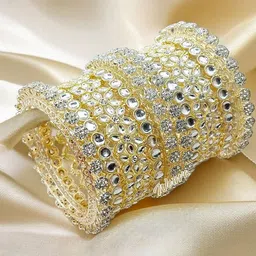 T4 JEWELS Gold Plated Kundan Studded Bangles-picture-27