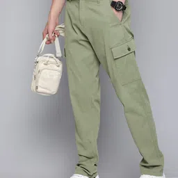 Flying Machine Men Relaxed Tapered Fit Cargos Trousers-picture-16