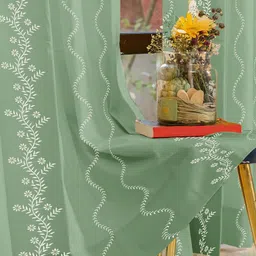 URBAN SPACE Green & White Embroidered Door Curtain image 3