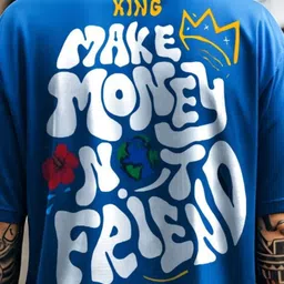 ANGERHOOD Typography Printed Drop-Shoulder Sleeves Pure Cotton Oversized T-shirt image 3