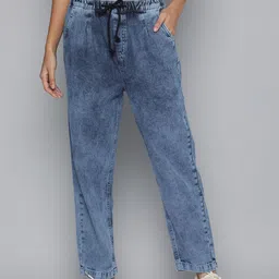 Flying Machine Women Blue Jogger Fit High-Rise Light Fade Jeans-image-1