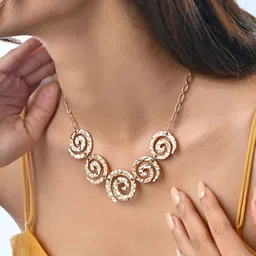 ToniQ Gold-Toned Molten Partywear Twisted Swirl Choker Necklace-image-5