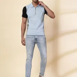 Rigo Men Self Design Polo Collar Cotton Relaxed Fit T-shirt-image-86
