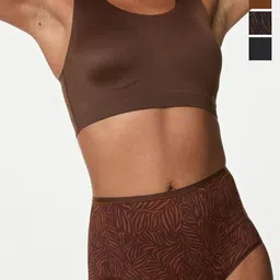 Marks & Spencer Women  Pack Of 4 Abstract Printed High-Rise Basic Brief image 1