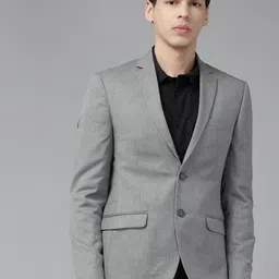 Park Avenue Self Design Super Slim Fit Single-Breasted Formal Blazers-picture-1