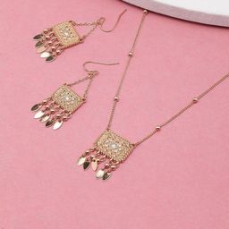 KPOP Gold-Plated Cubic Zirconia Stone Studded Jewellery Set-picture-30