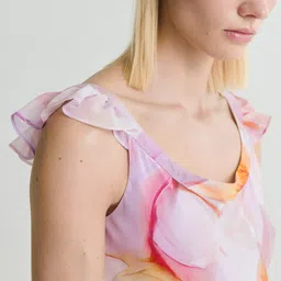 MANGO Floral Print Ruffled A-Line Maxi Dress image 4