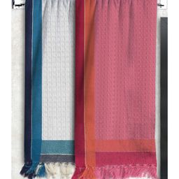 Athom Living 100% Cotton Bath Towel Waffle Border Pack Of 2 - White Pink-picture-32