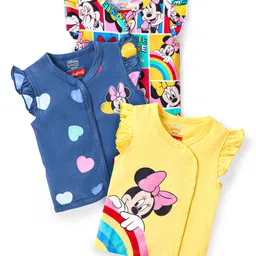 babyhug disney Babyhug Interlock Frill Sleeves Front Open Jhablas Minnie & Friends Print Pack of 3 - Multicolour-picture-25