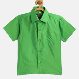 THANGAMAGAN Viscose Half Sleeves Soild Without Lining Shirt - Parrot Green-picture-24